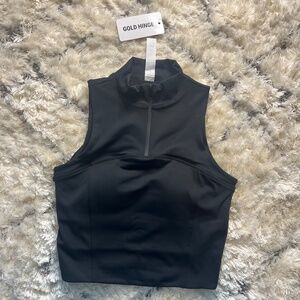 🖤 Gold Hinge Black Day to Night Quarter-Zip Top